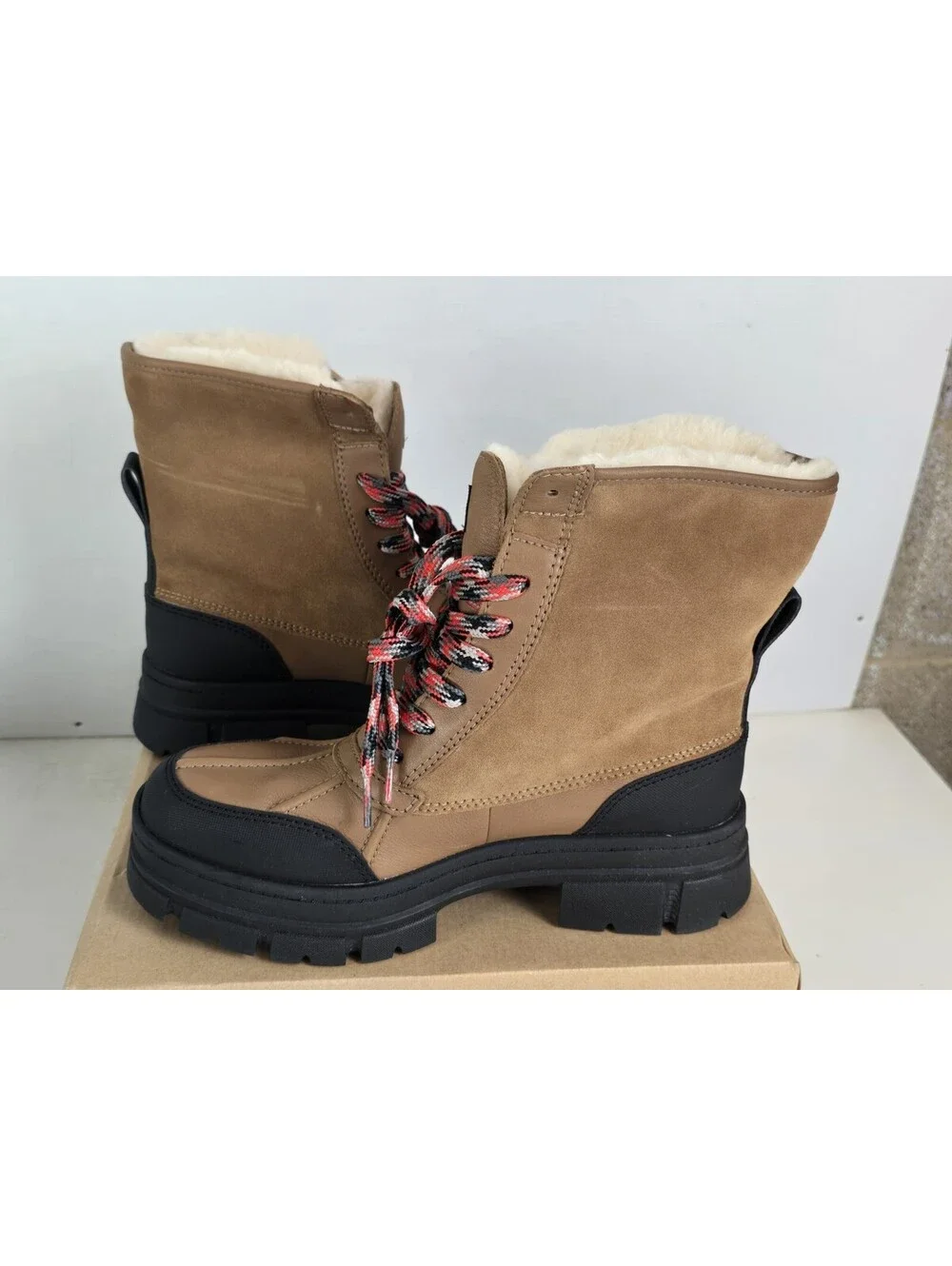 UGG Ashton Addie Chestnut Waterproof Leather Short Snow Boots Size 9 Women NIB